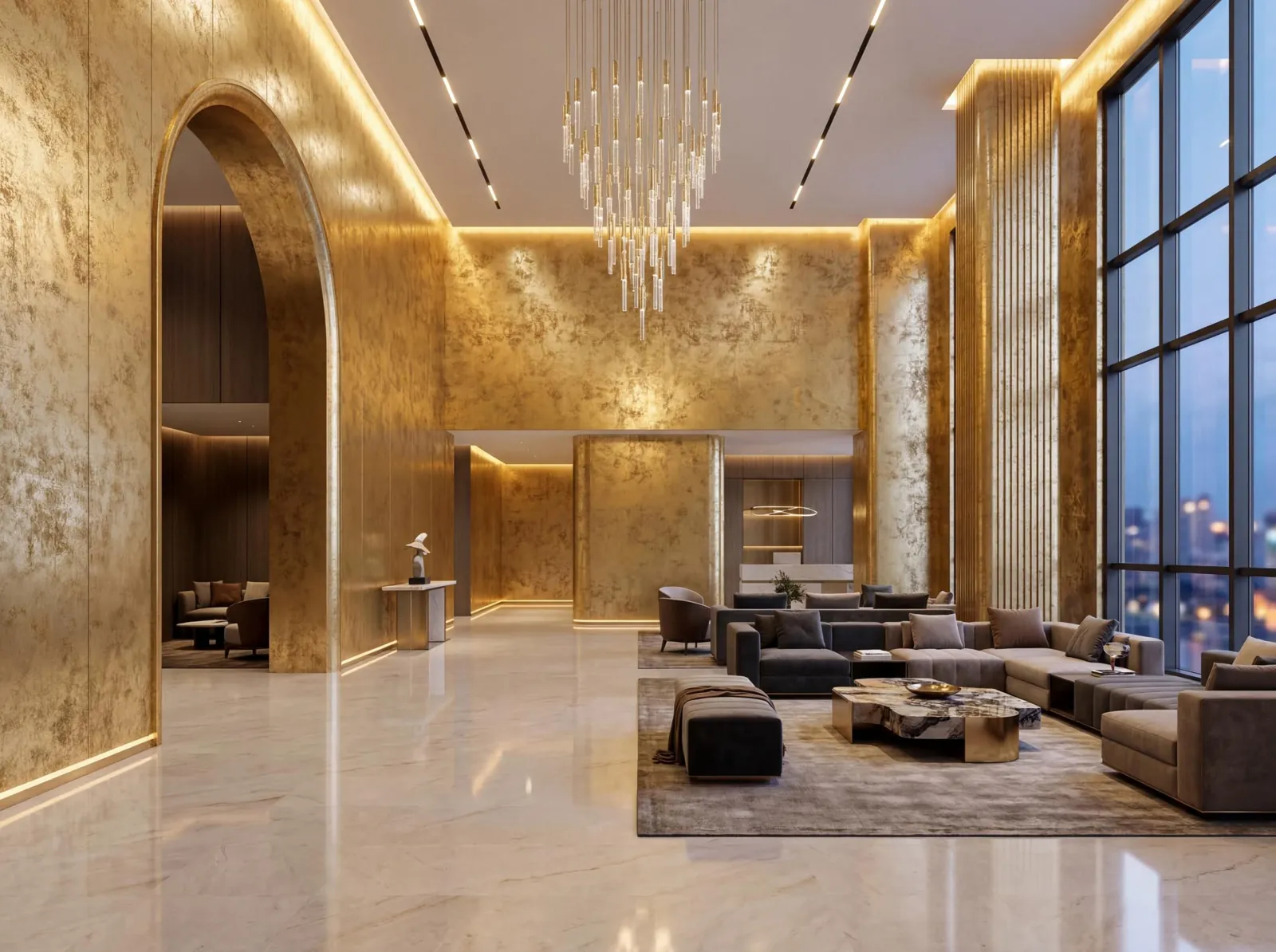 Effect wallcovering in a furnished room