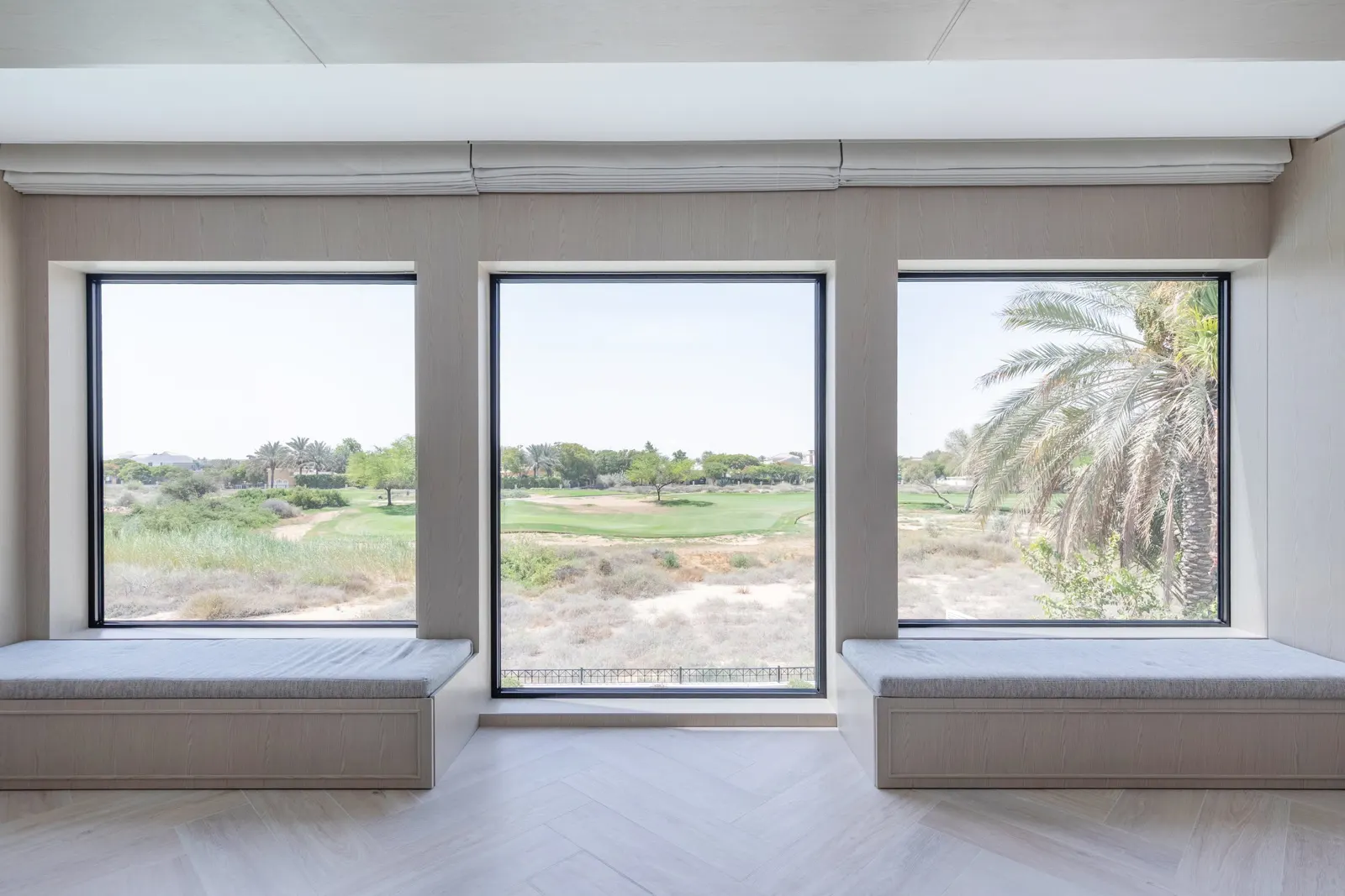 Saheel villa window seating overlooking the golf course